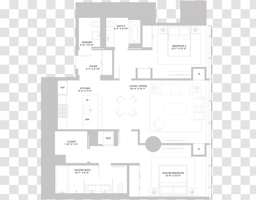 Floor Plan Architecture House - Condominium - Three Rooms And Two Transparent PNG