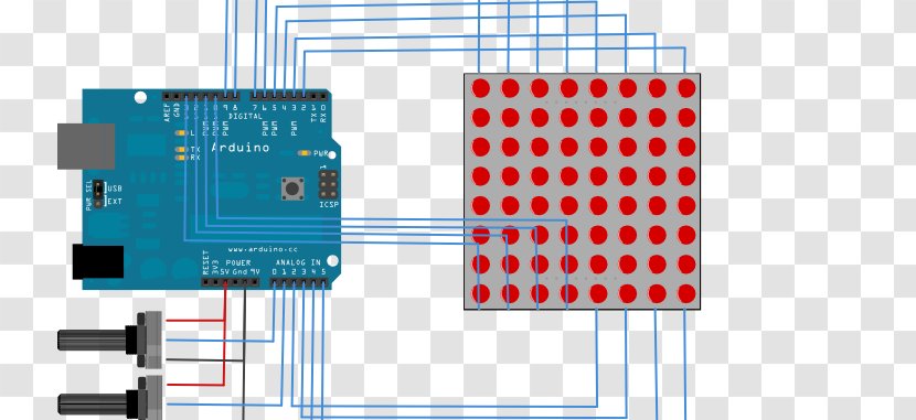 Arduino I²C Potentiometer Liquid-crystal Display Light-emitting Diode - Lightemitting - Dot Matrix Transparent PNG