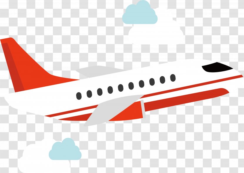 Airplane Aircraft White - Red - And Transparent PNG