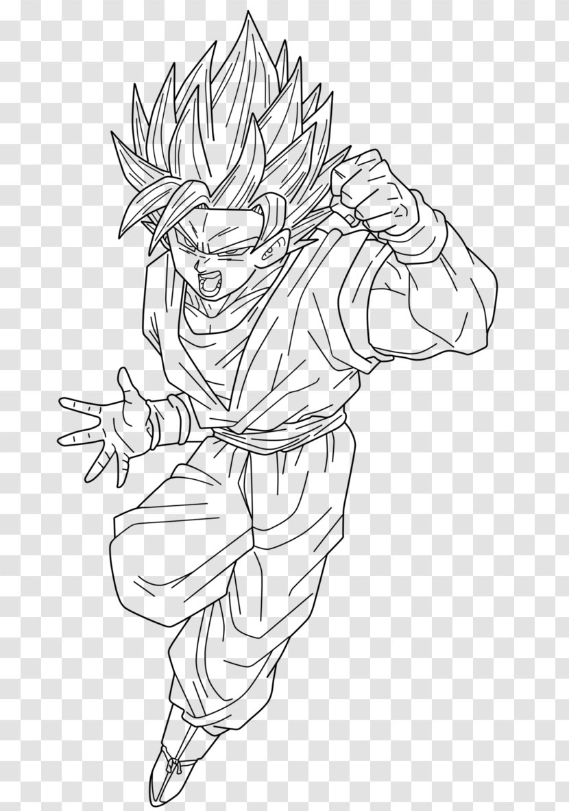 Goku Cartoon Line Art Vegeta Sketch - Monochrome Transparent PNG