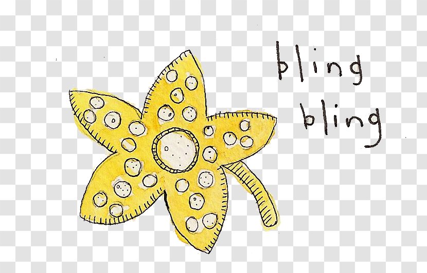 Butterfly Product Line Cut Flowers Font - Yellow Transparent PNG