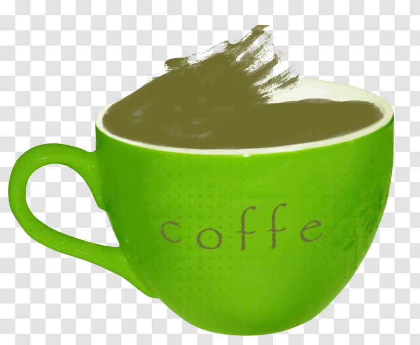 Coffee Cup Cafe Green Mug - Tea - Painted Transparent PNG