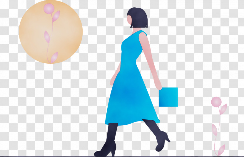 Turquoise Standing Dress Animation Silhouette Transparent PNG