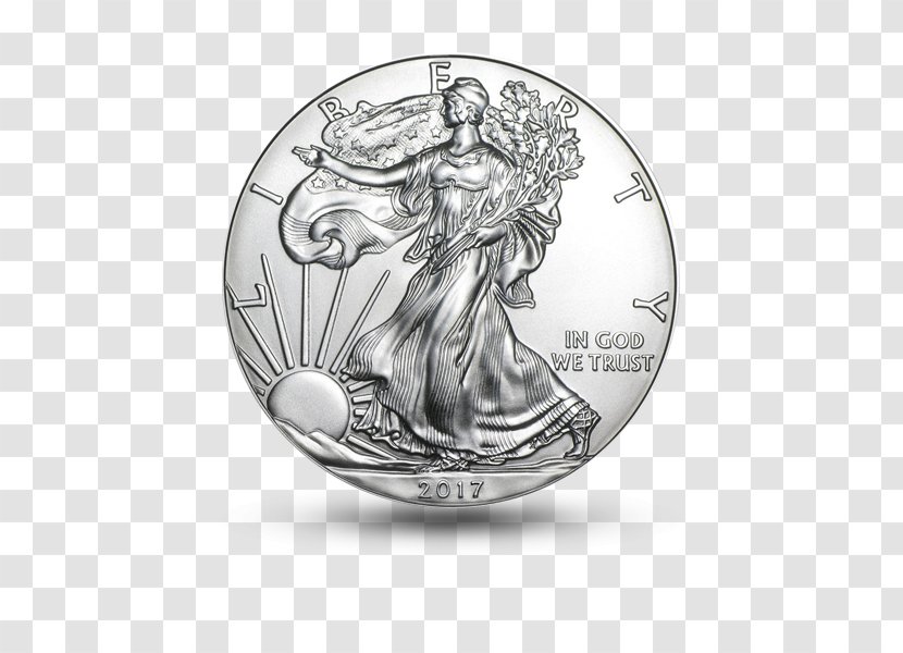 American Silver Eagle United States Mint Bullion Coin - Black And White Transparent PNG