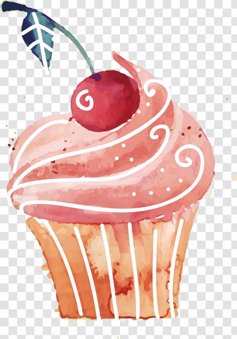 Cupcake Birthday Cake Rice Red Velvet Dessert - Pastry - Hand-painted Cartoon Vector Cupcakes Transparent PNG