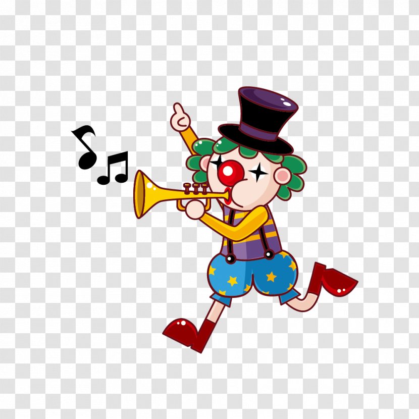 Clown Circus Cartoon Illustration - Flower - Vector Drawing Trumpet Transparent PNG