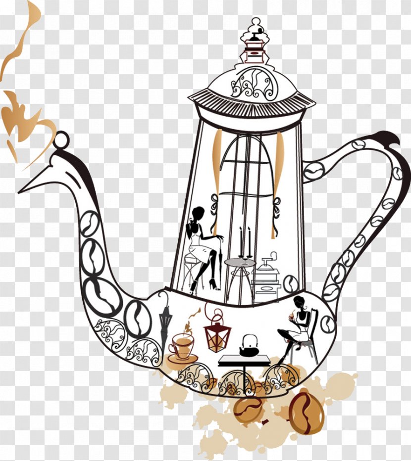 Coffee Tea Cafe Illustration - Bean - Jane Pen Pot Transparent PNG