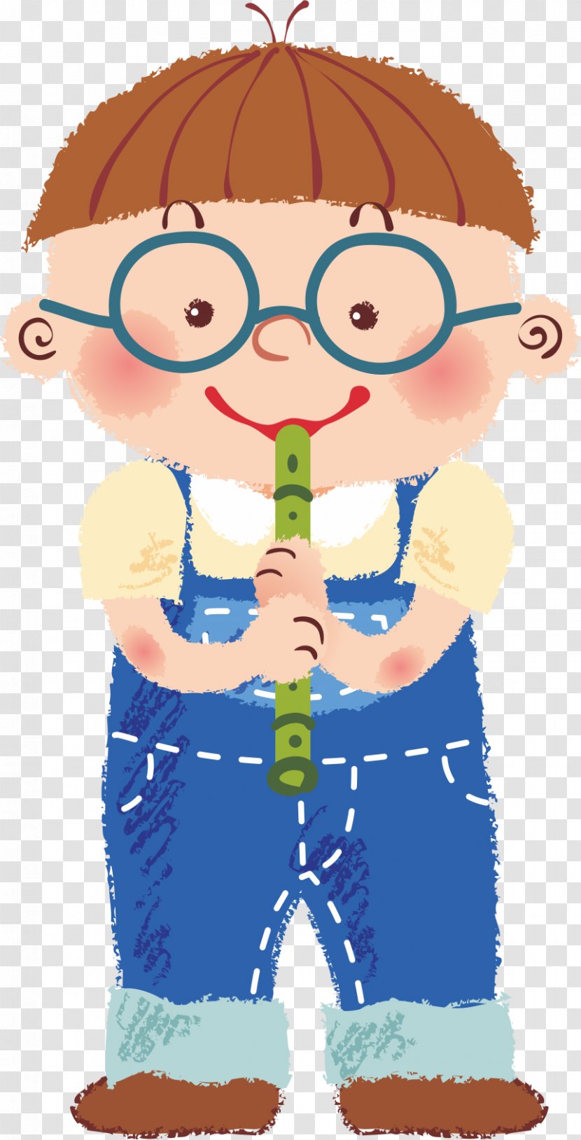 Boy Illustration - Heart - Flute Transparent PNG