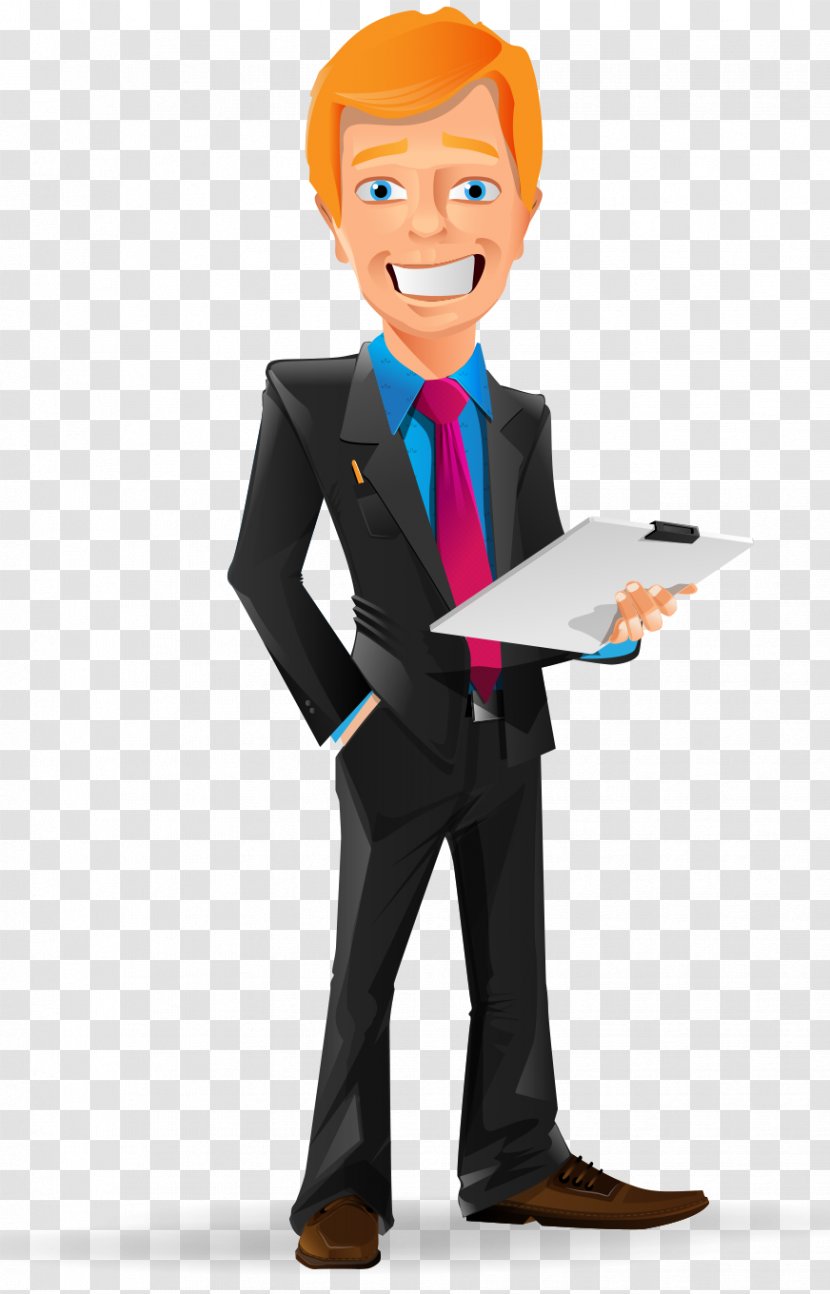 Businessperson Computer File - Entrepreneur - Cartoon Painted Red Hair Business Man Take Transparent PNG