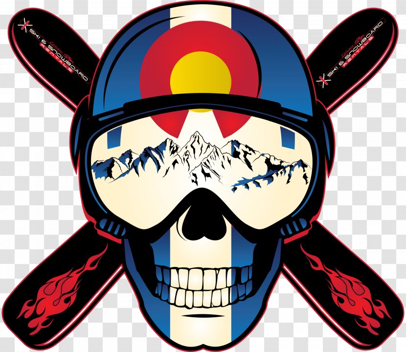 Skiing Skull - Product Sample - Sticker Decal ColoradoArmenia Colombia Downtown Transparent PNG