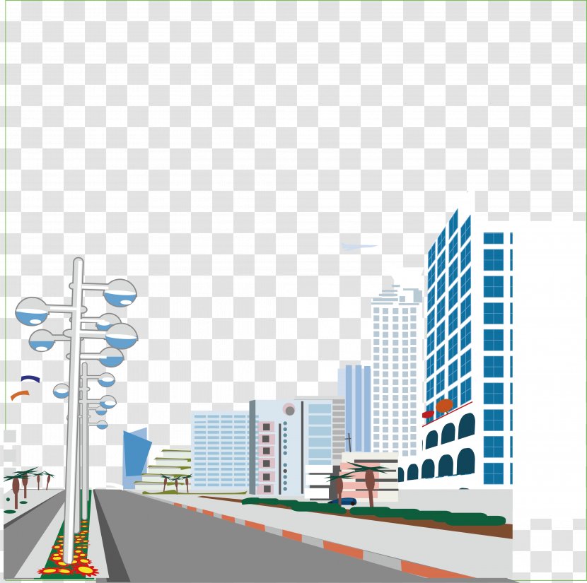 Road Street City Illustration - Residential Area - Building Vector Material Transparent PNG