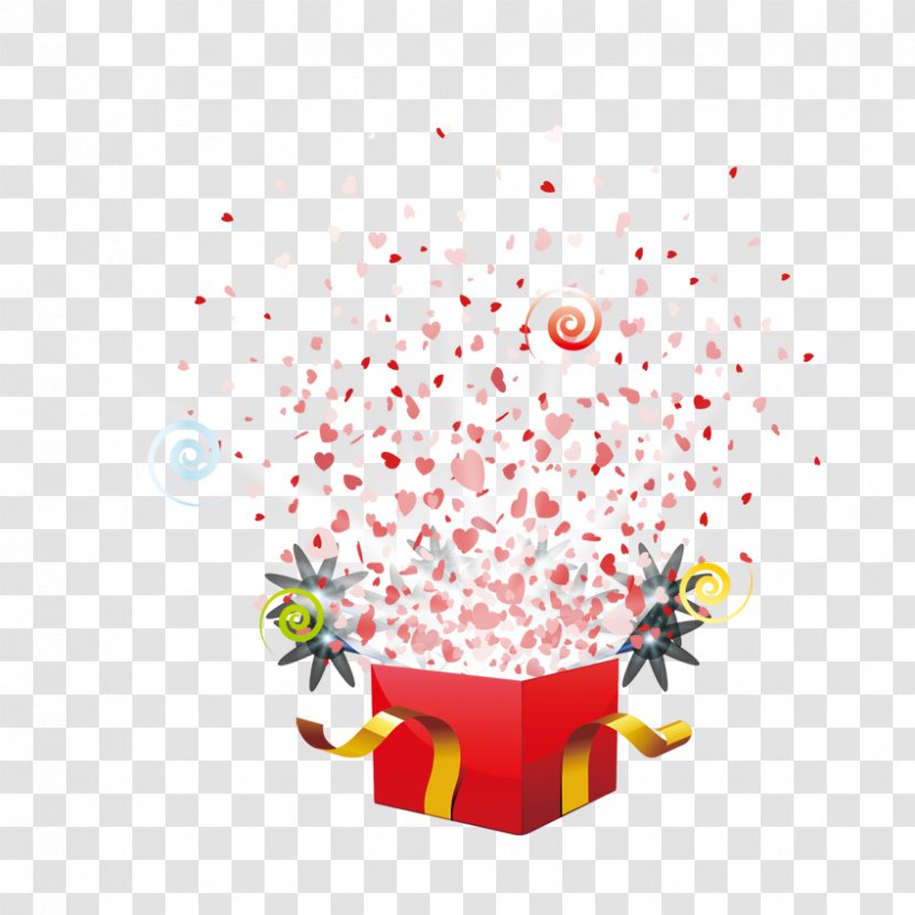 Gift Valentines Day Illustration - Red - Open Transparent PNG