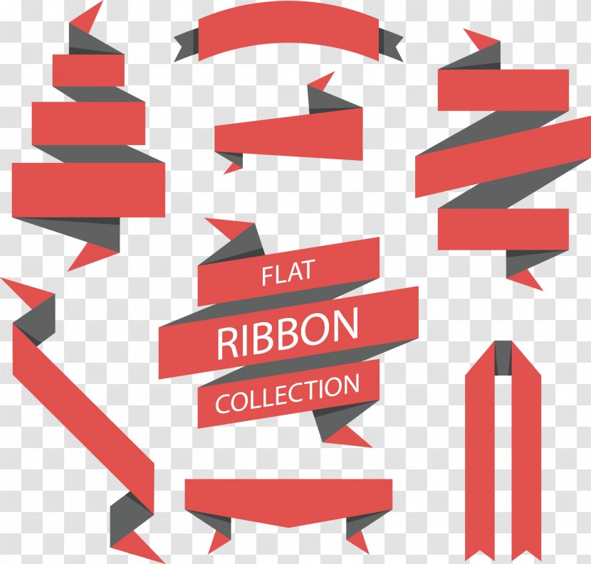 Paper Red Ribbon Clip Art - Diagram - Vector Painted Origami Tag Transparent PNG