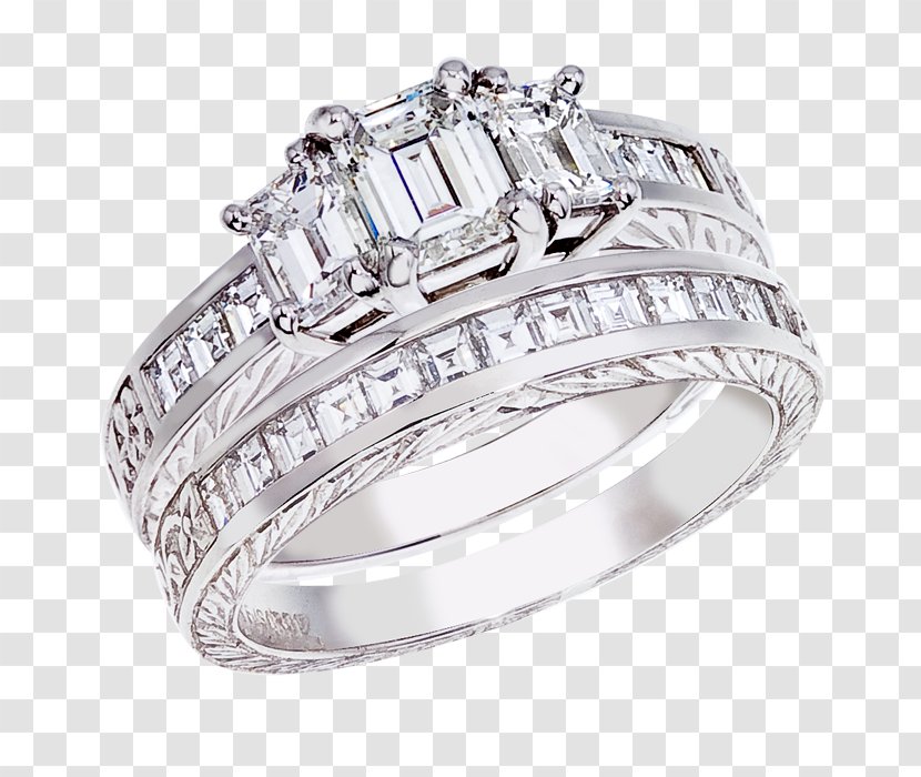 Wedding Ring Jewellery Platinum Diamond - Cut - Emerald Transparent PNG