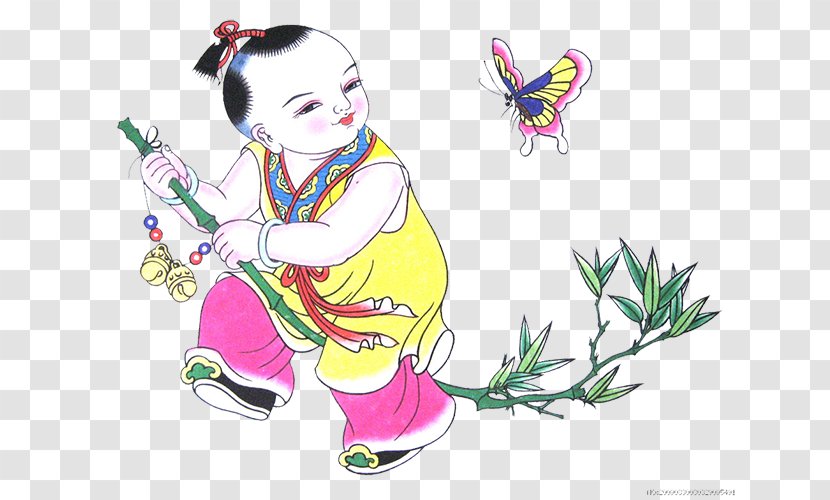 Zhuxian New Year Picture Chinese Child Tradition - Tree - Paintings Transparent PNG