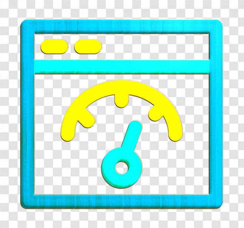 Big Data Icon Efficiency Speedometer - Yellow Turquoise Transparent PNG