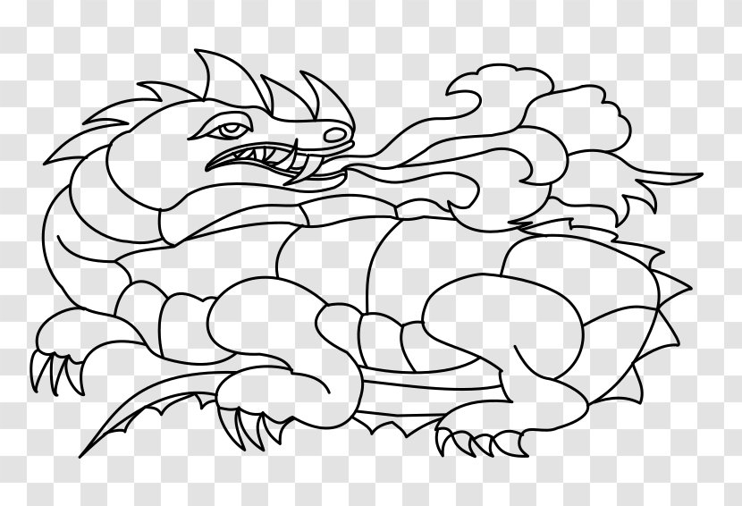 Coloring Book Dragon Clip Art - Silhouette Transparent PNG