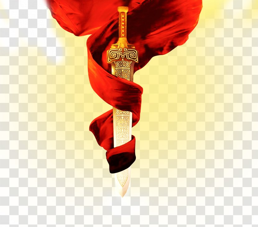 Northern Wei Eastern Western China Handian Group - Red - Silk Ribbon With A Sword Transparent PNG