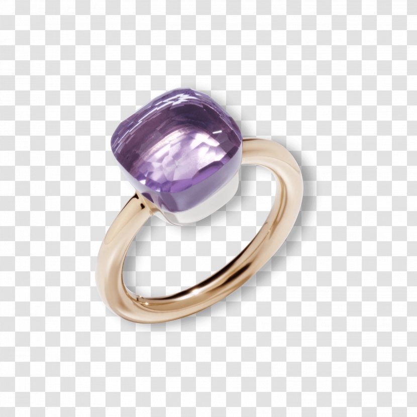 Amethyst Earring Rose De France Pomellato - Gold - Ring Transparent PNG