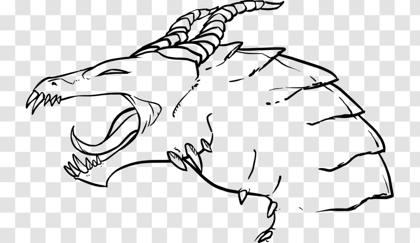Chinese Dragon - Line Art - Tail Horn Transparent PNG