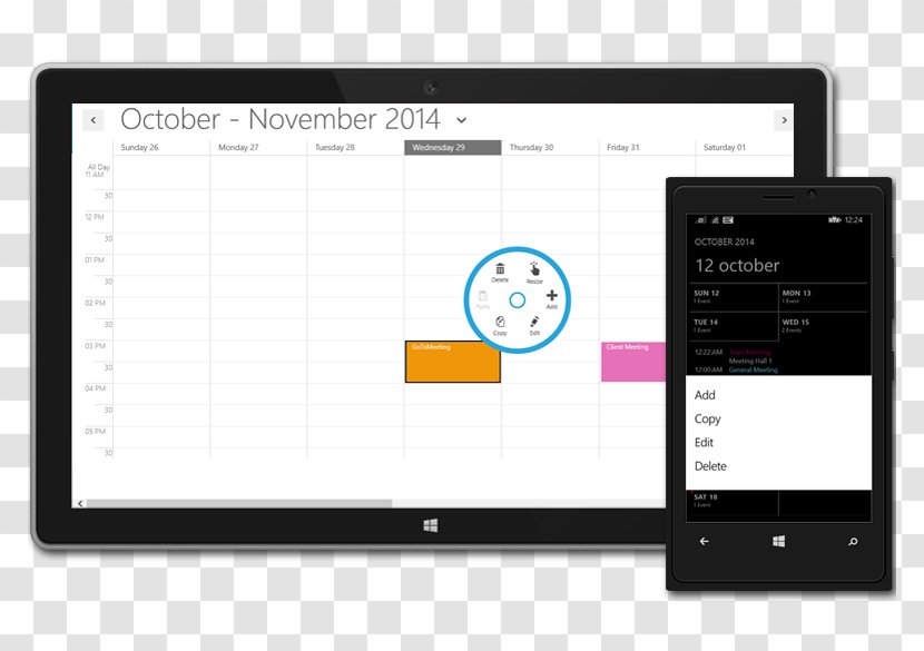 User Interface Week Month Calendar Universal Windows Platform - Media - Context Menu Transparent PNG