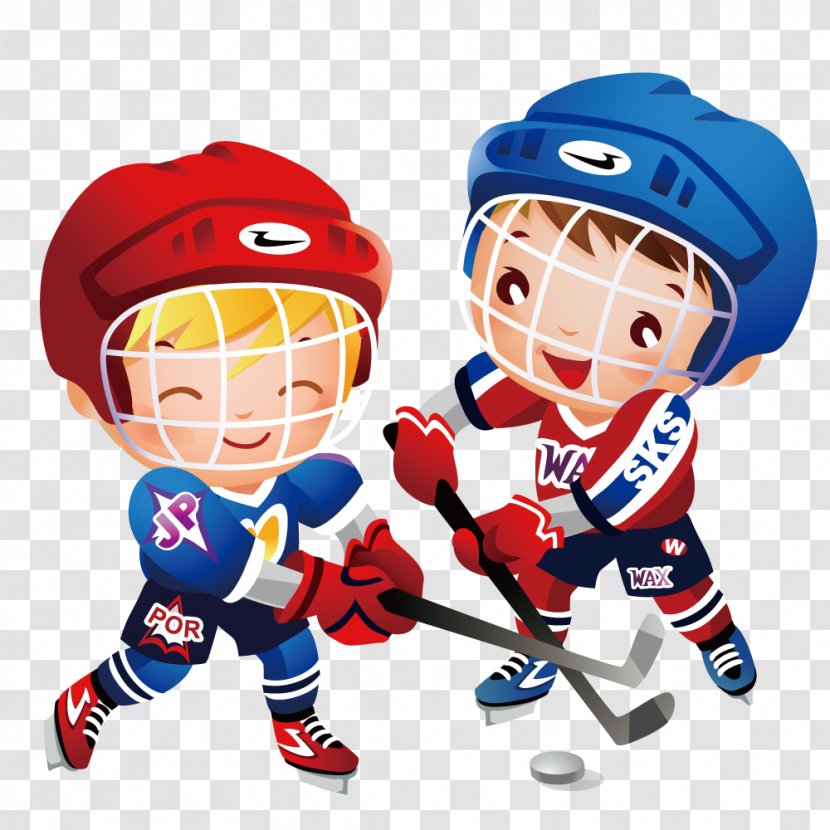 Ice Hockey Field Clip Art - Stick - Two Boys Playing Transparent PNG