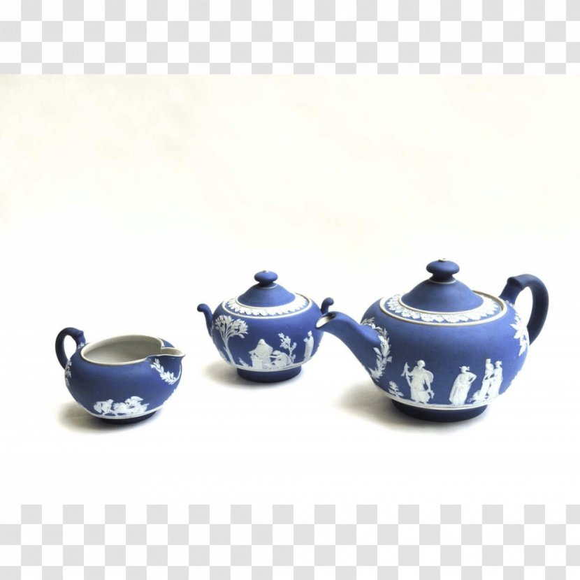 Coffee Cup Ceramic Blue And White Pottery Cobalt - Three-piece Transparent PNG