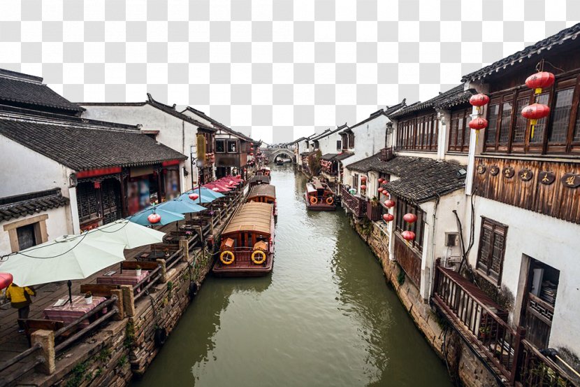 Pingjiang River Jiangnan Xihu District, Hangzhou Raft Ferry - Town - Water Village Sightseeing Boat Transparent PNG