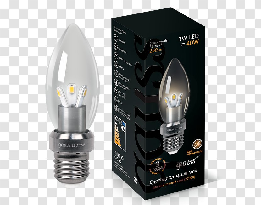 Edison Screw Light-emitting Diode LED Lamp Lighting - Gauss Transparent PNG