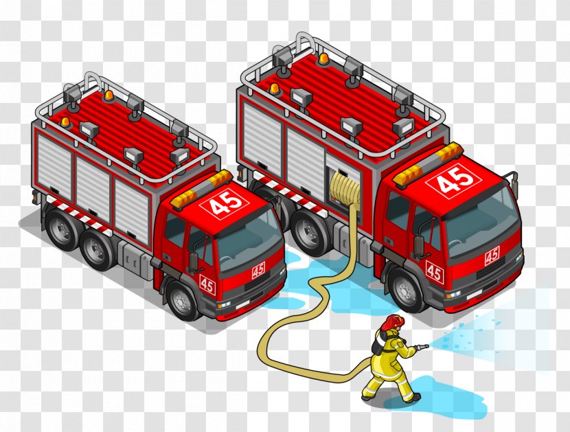 Fire Engine Car Department Firefighter - Emergency Vehicle - Cartoon Transparent PNG