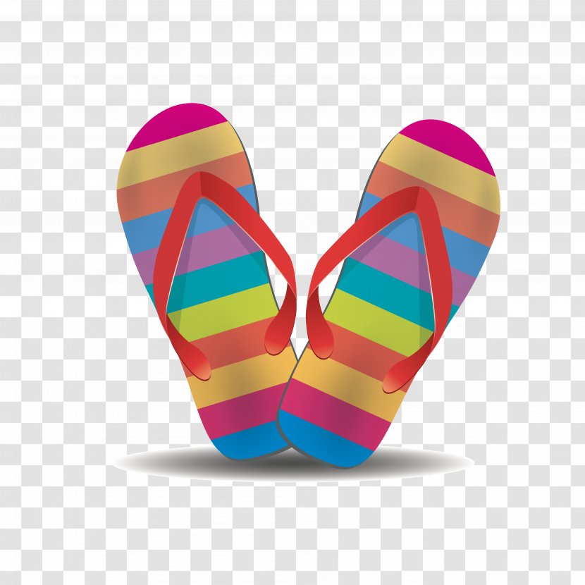 Flip-flops Shoe Clip Art - Flip Flops - Color Stripe Beach Sandals Transparent PNG