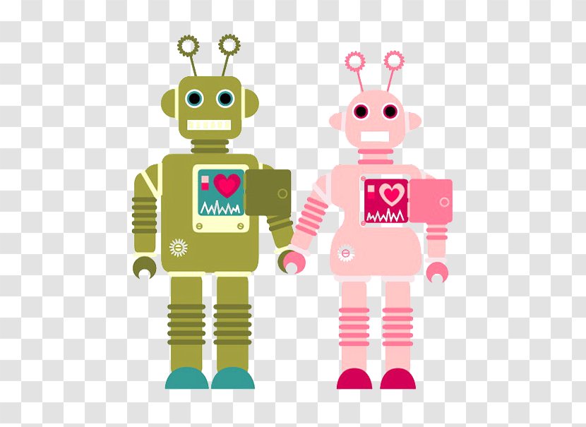 Robot Couple Clip Art - Pink Transparent PNG