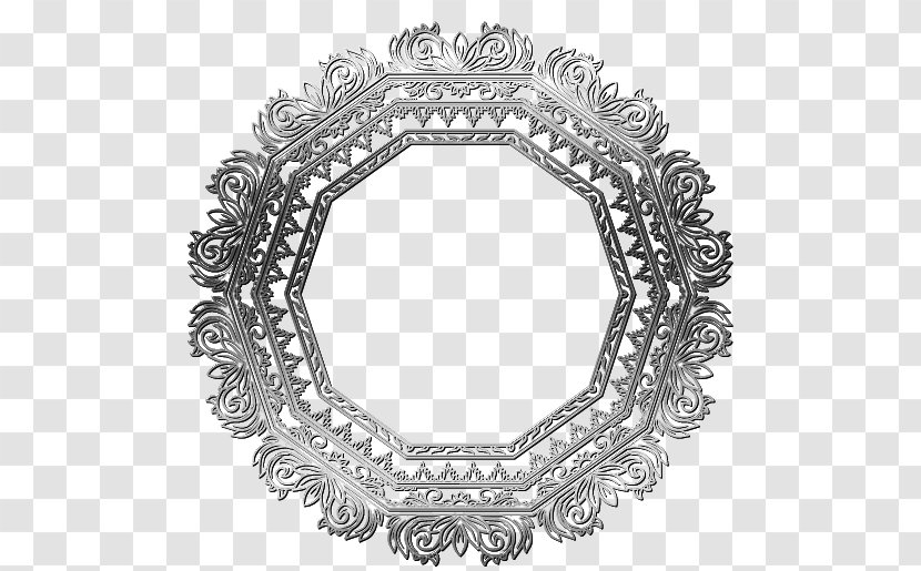 Download Preview - Black And White - Silver Frame Vector Transparent PNG