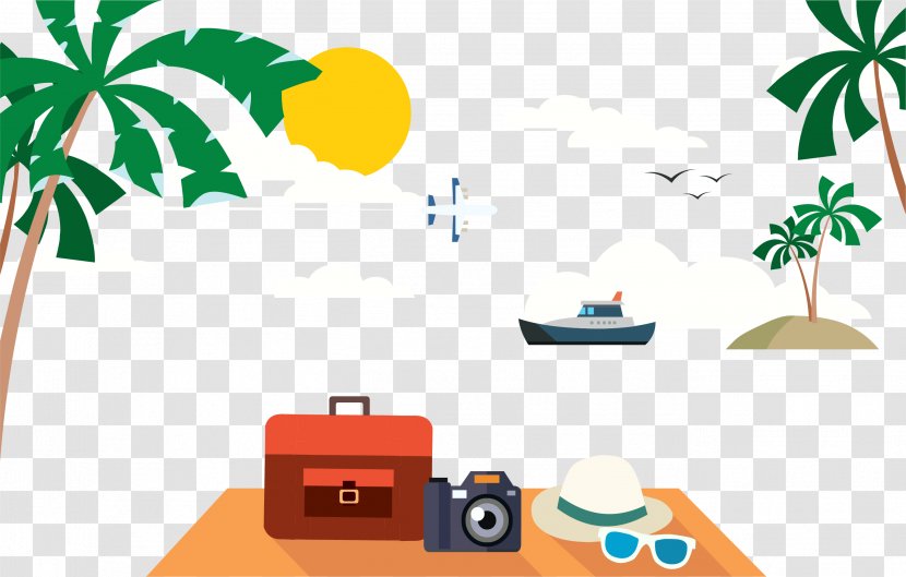 Beach Poster Illustration - Flat Design - Enjoy The Holiday Sunshine Transparent PNG