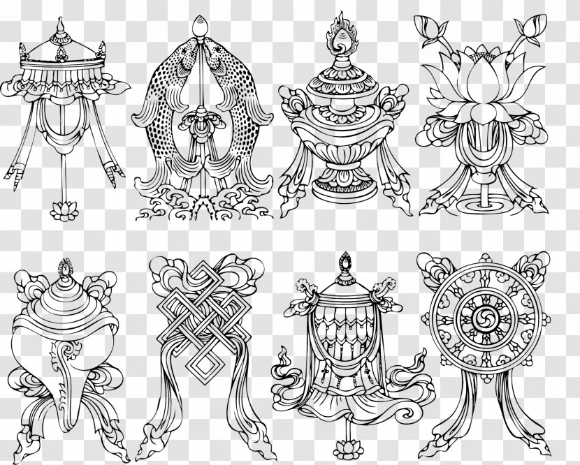 Buddhist Symbolism Buddhism Tattoo Ashtamangala - White - Weapons Transparent PNG