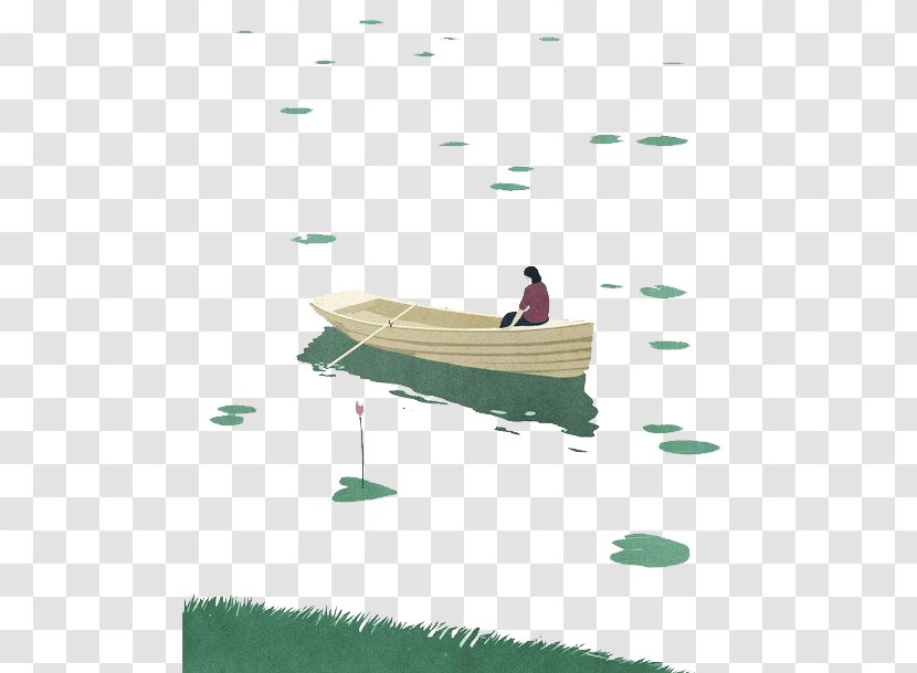 Illustration - Grass - Boat People Sitting On The Water Transparent PNG