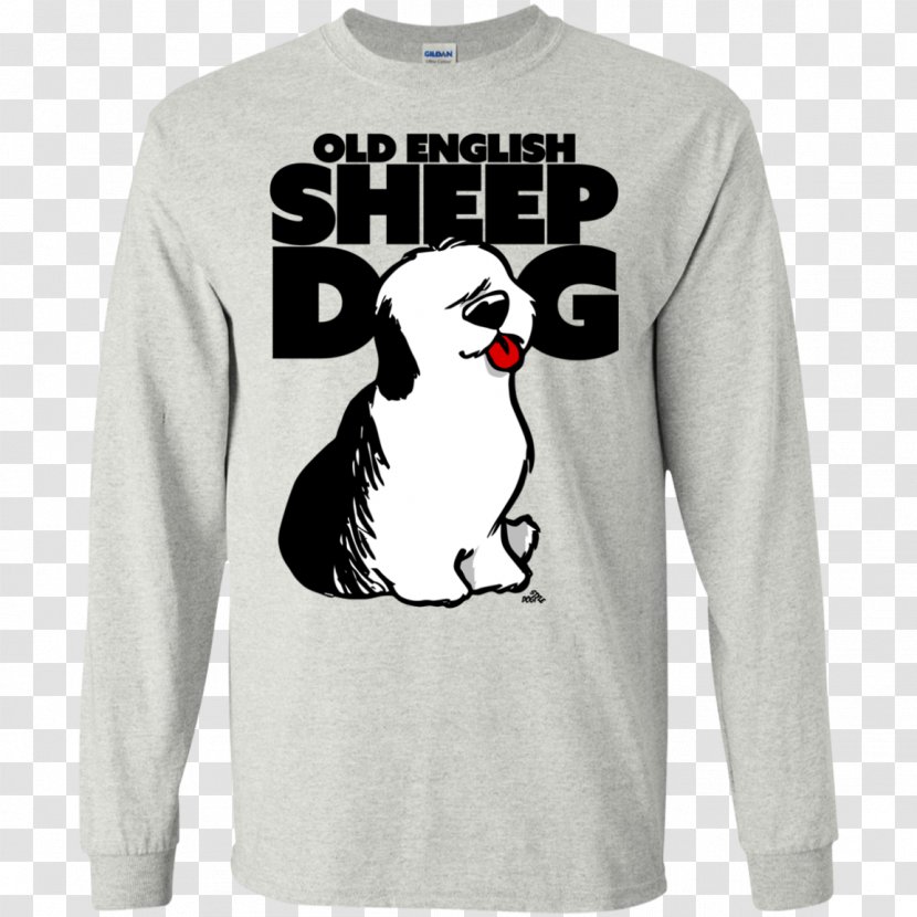Long-sleeved T-shirt Hoodie Old English Sheepdog - Tshirt - Shirt Cartoon Transparent PNG