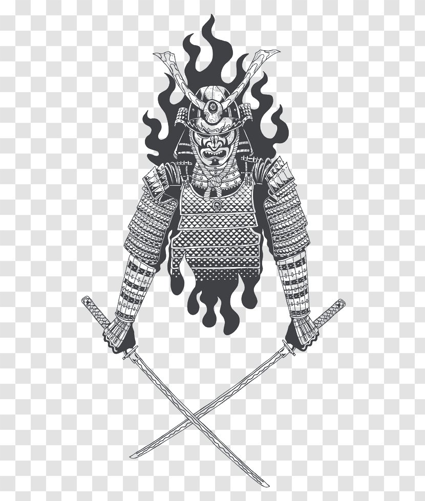 Samurai Katana Sword Japanese Armour Illustration - Menyoroi - Ghost Warrior Vector Transparent PNG