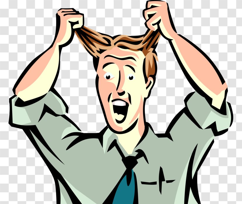 Clip Art Vector Graphics Image Illustration - Thumb - Man Pulling Hair Transparent PNG