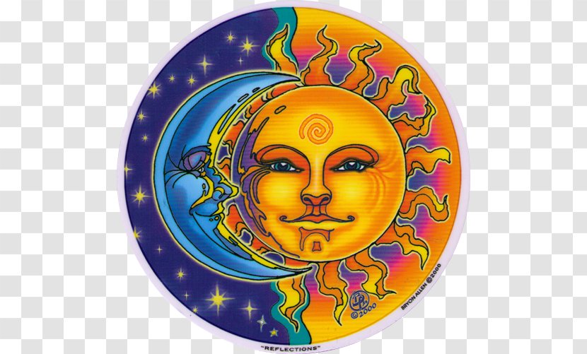 Mandala Moon Color Drawing Sticker - Reflection Transparent PNG