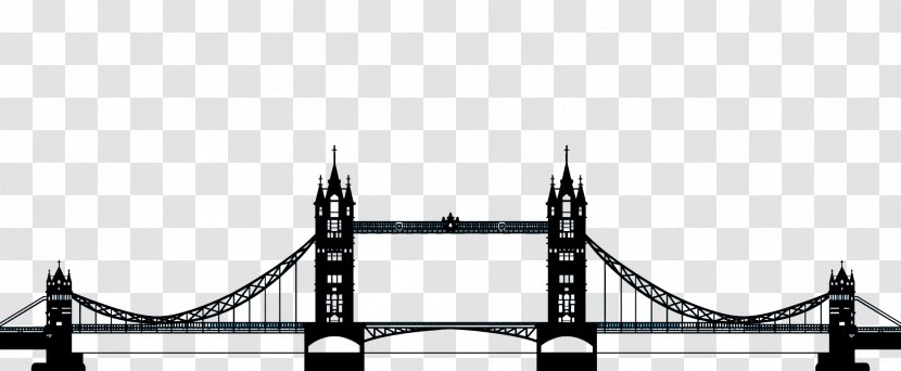 Tower Bridge Wall Decal Shelf Wallpaper - Black And White - Silhouette Transparent PNG