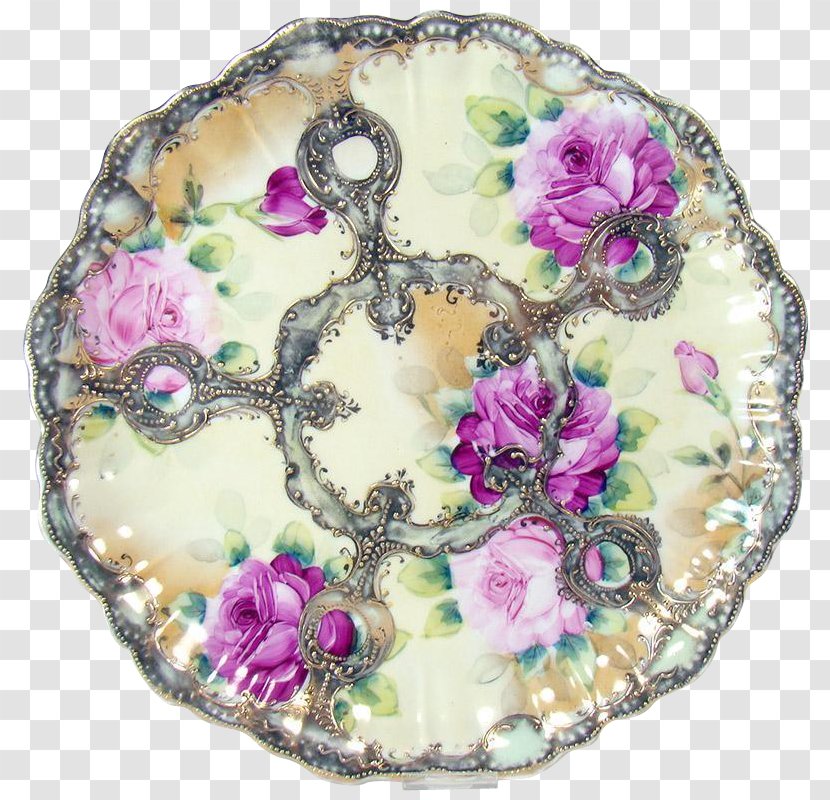 Porcelain Tableware Plate Platter Charger - Hand-painted Floral Transparent PNG