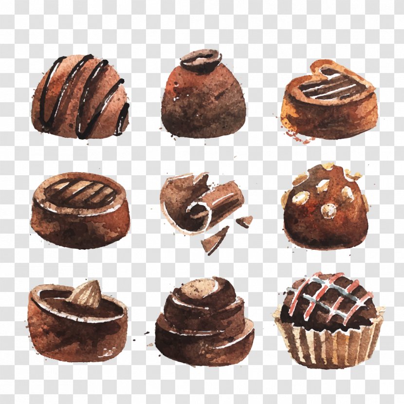 Chocolate Cake Truffle Candy Cupcake - Baking - Carfts Watercolor Transparent PNG