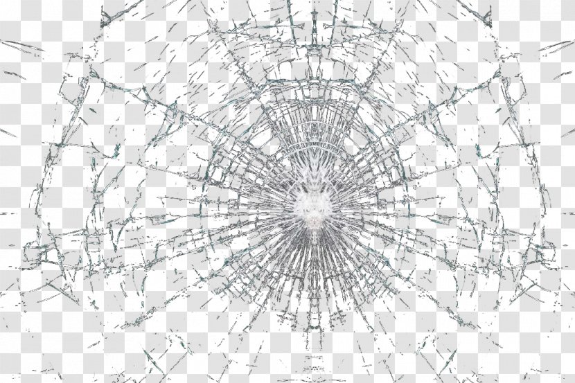 Drawing Structure Symmetry Black And White Pattern - Glass Crack Transparent PNG