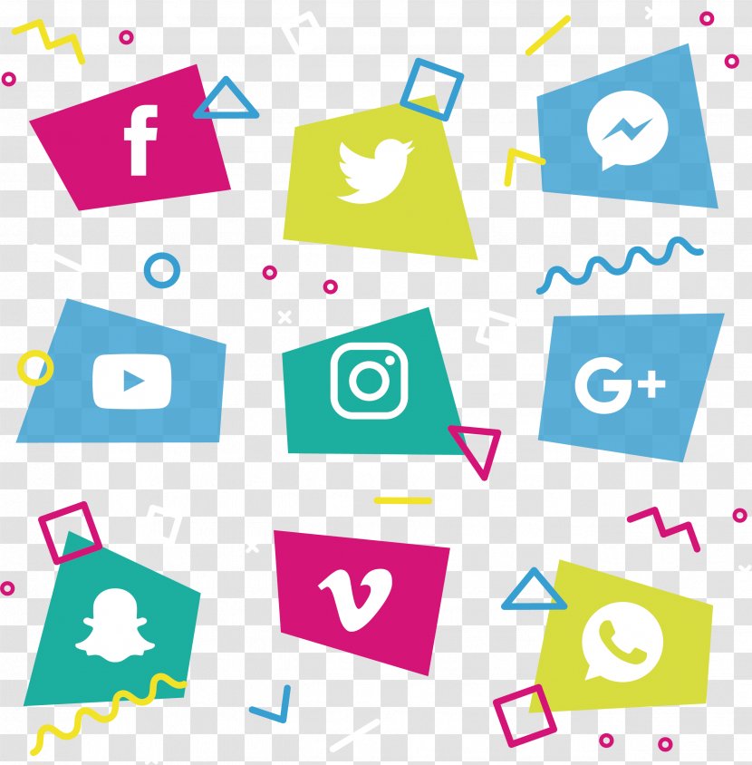 Social Media Icon - Color Geometry Block Icons Transparent PNG