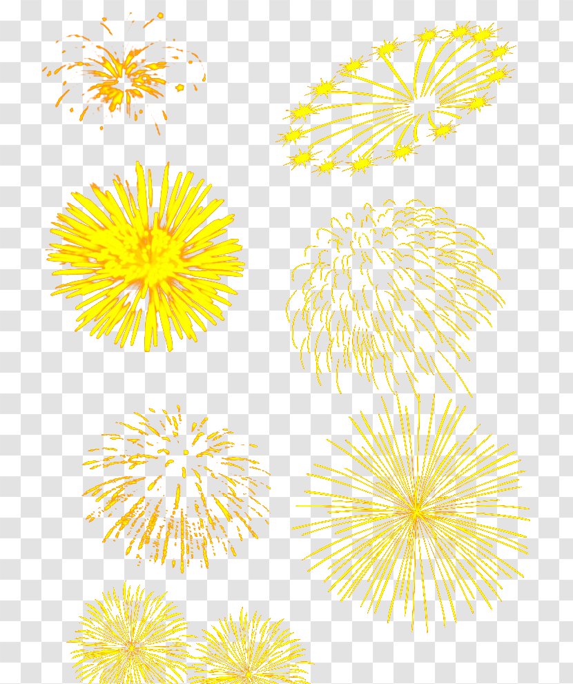 Floral Design Chrysanthemum Yellow Pattern - Chrysanths - Golden Fireworks Set Transparent PNG