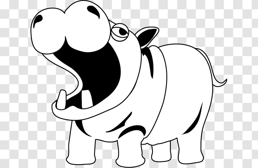 Hippopotamus Black And White Clip Art - Snout - Artwork Transparent PNG