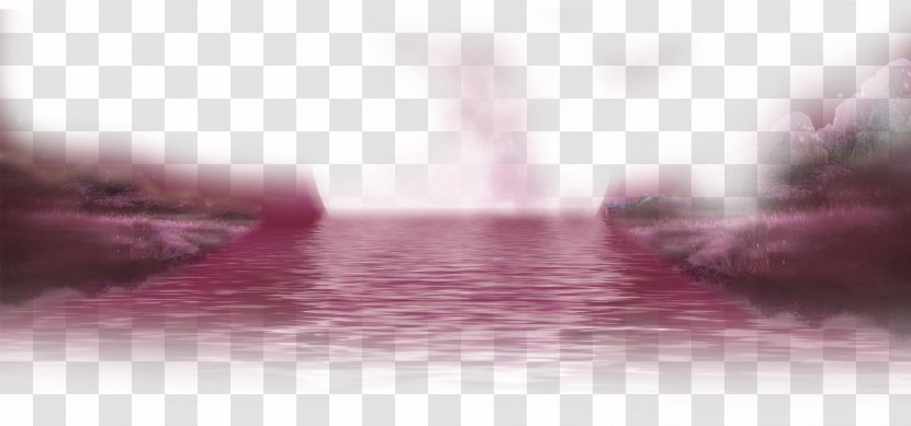 The Sea Mid-Autumn Festival Cartoon - Floor - Red Dream Lake Border Texture Transparent PNG