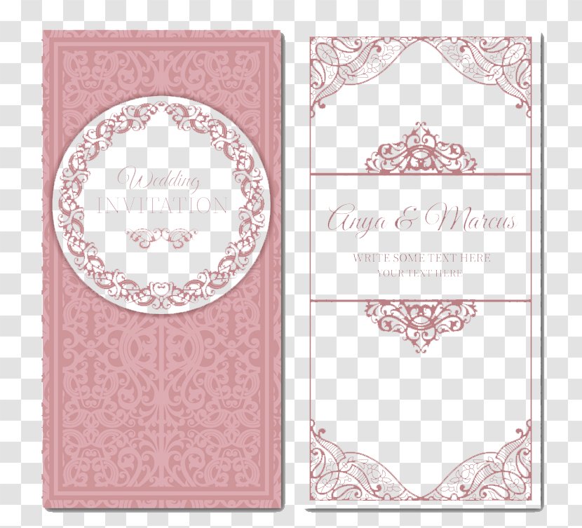 Wedding Invitation Marriage - Pattern - Pink Card Vector Material Transparent PNG