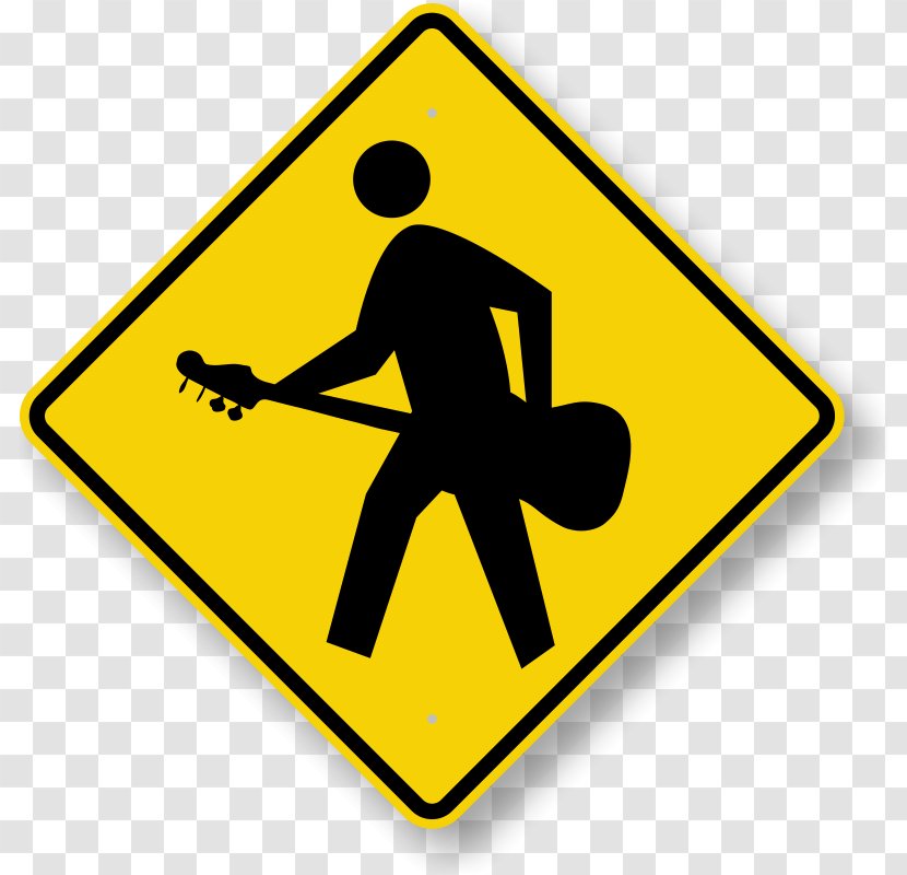 Traffic Sign Pedestrian Crossing Warning Manual On Uniform Control Devices - Yellow - Guitar Player Pictures Transparent PNG